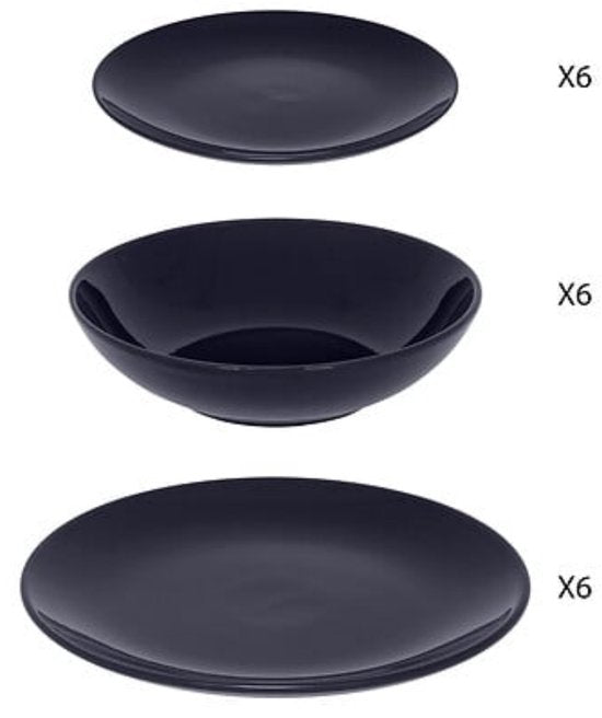 Secret de gourmet Servies set Colorama uni - 18-delig - blauw - dinerservies - tafelservies - 6 personen