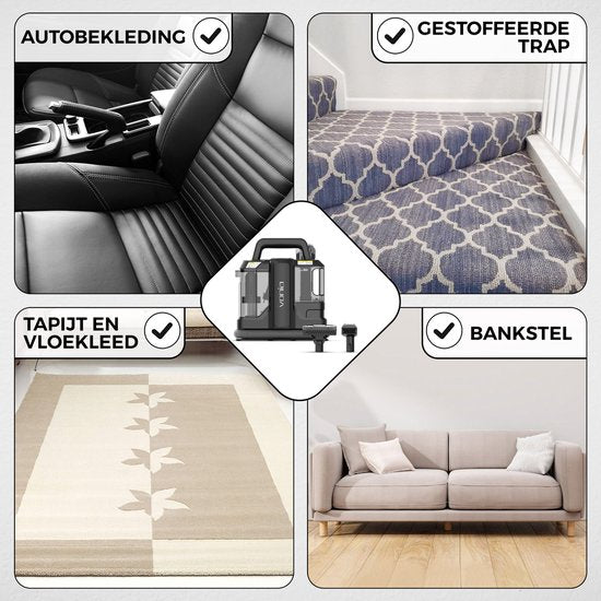 Vonia Tapijtreiniger - Vlekkenreiniger - Bankreiniger - Reinigingsmachine - Bekledingsreiniger - 450W - Zwart