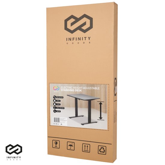 Infinity Goods Zit Sta Bureau - Elektrisch Verstelbaar In Hoogte - 140 x 60 CM - Zwart