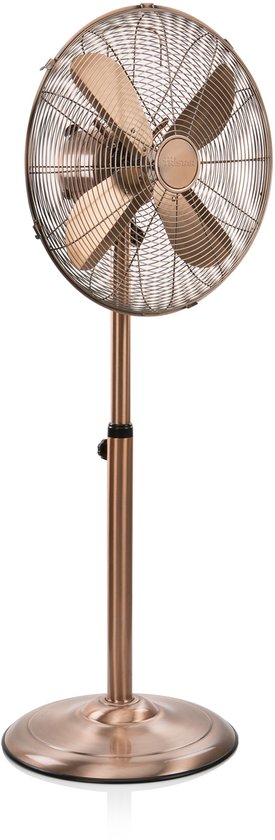 Tristar Retro Statiefventilator 40 cm – 50W – 3 Snelheden – 85° Oscillatie – Met Hoogteverstelling – Koperkleur – VE-5971