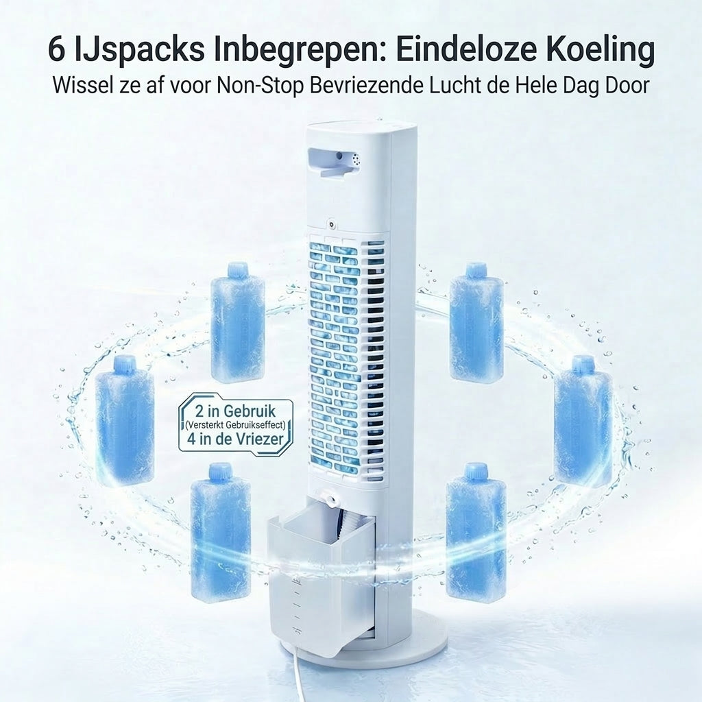 Totopia waterkoelende torenventilator - 70° oscillatie