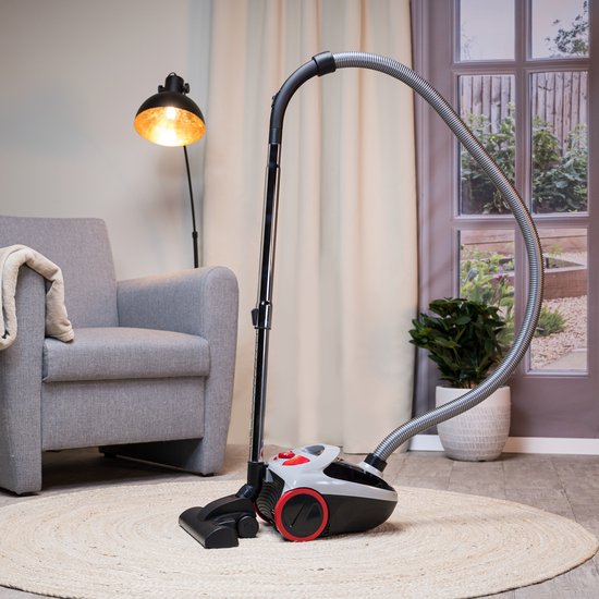 Dirt Devil Stofzuiger met Zak DD2001 - HEPA 10 Filter - 2 Opzetstukken - 800W - Grijs/ Rood