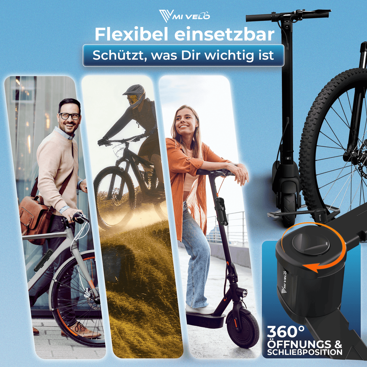 MIVELO Fietsslot Faltschloss met Sleutel – 85 cm – Zwart – Koolstofstaal