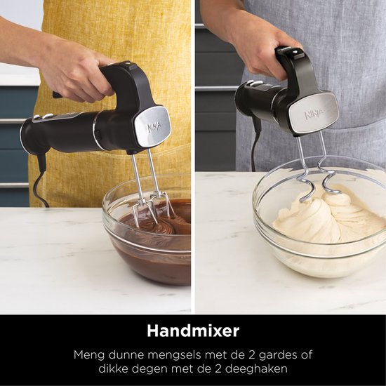 Ninja 3-in-1 Multifunctionele Mixer Set - Staafmixer - Handmixer - Hakmolen - 850 Watt - 700 ml - RVS - CI100EU