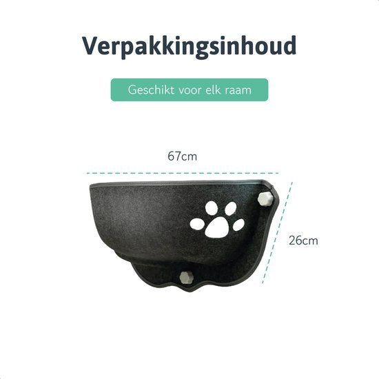 LBB Kattenhangmat - Voor aan het raam - Kom vorm - Kattenmand - Raam - Hangmat kat - Dieren - Kattenbed - Kattenmand - Slaapplek - Ligplaats - Grijs