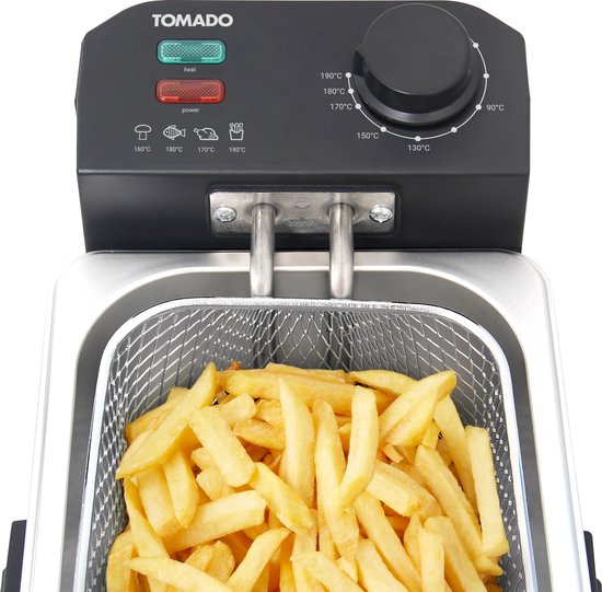 Tomado TDF3000S - Frituurpan – 3 liter inhoud - Koude zone friteuse - 2000 watt – RVS