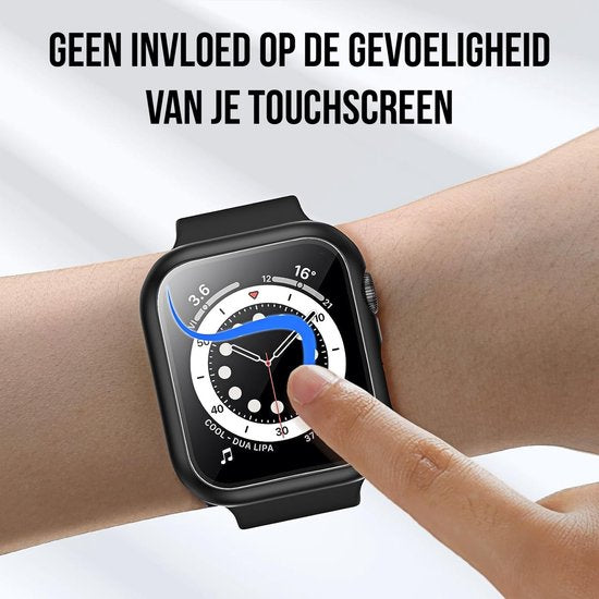 Hoesje geschikt voor Apple Watch Series 4 / 5 / 6 / SE - 40 mm Screen Protector - 2 Stuks - Full Cover Hard Case - Zwart