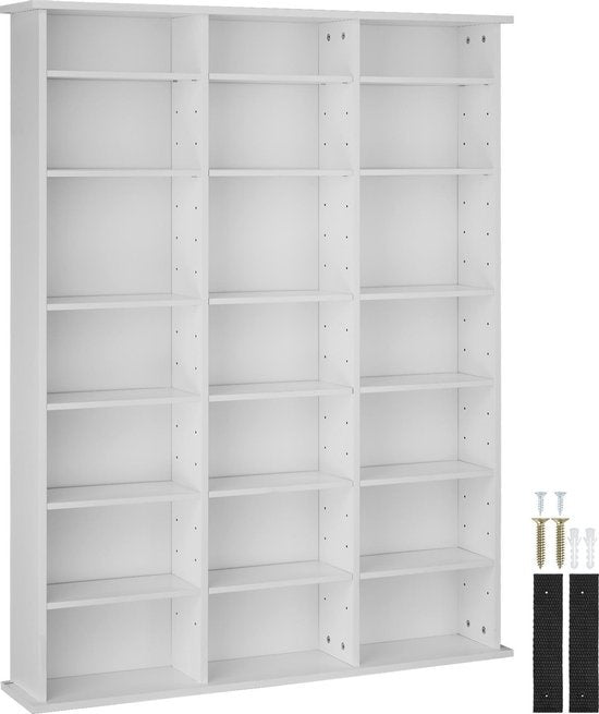 tectake - CD-kast boekenkast Stevie 105,5x19x136,5cm - wit - 403618