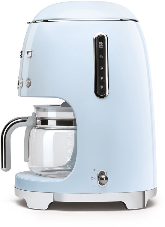 SMEG DCF02PBEU Filterkoffiemachine - Koffiezetapparaat - 10 Koppen - Warmhoudfunctie 40 min - Aroma Instelling - Programmeerbare Startfunctie - 50’s Style - Pastelblauw