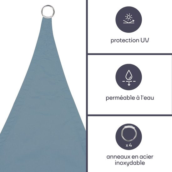 Perel Schaduwdoek, waterafstotend, 3.6 x 3.6 x 3.6 m, 160 g/m², polyester, driehoek, lichtgrijs