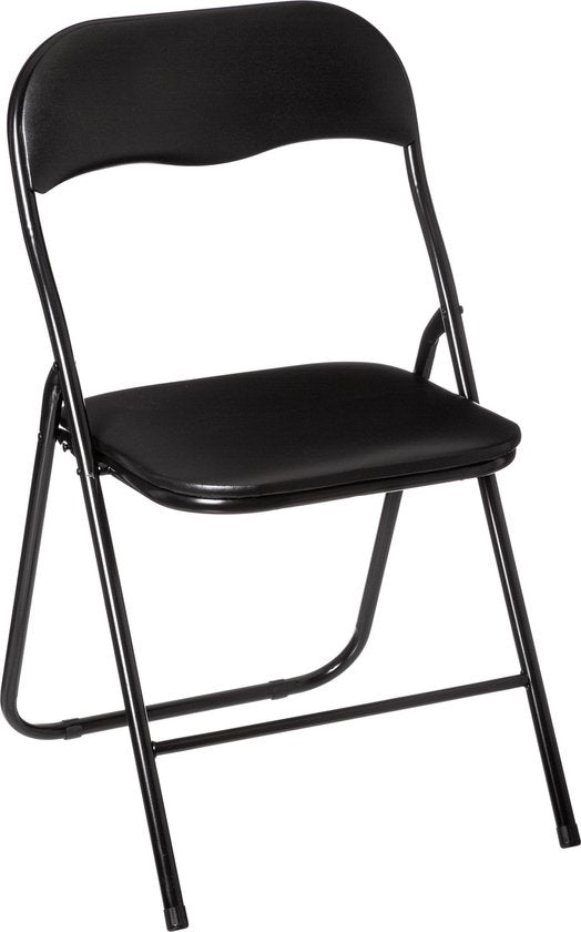 Klapstoel met pvc zitting - Zwart - 44 x 48 x 79 cm - Metaal - Bijzet stoelen - Inklapbaar