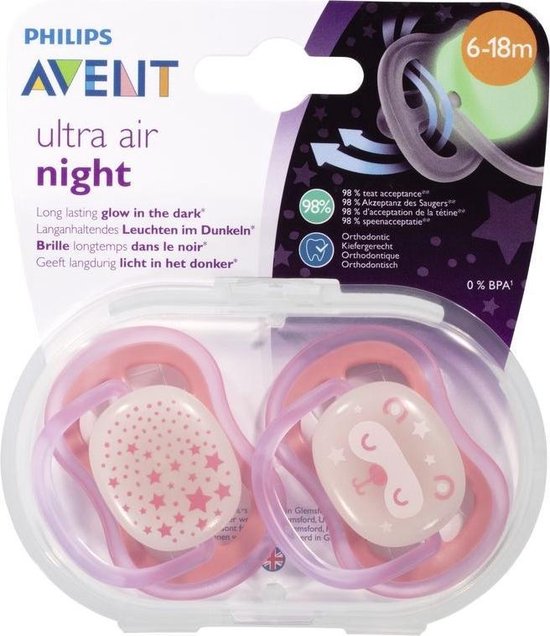 Philips Avent - Ultra Air Night - 6/18 maanden - 2 stuks - Blauw - SCF376/20