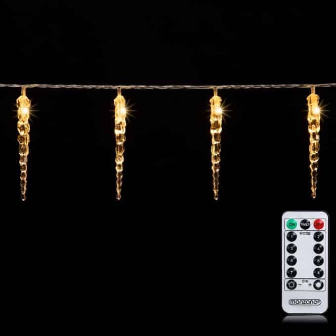 Monzana Regen Lichtketting - Kerstverlichting - Incl. Afstandsbediening - 80 LED's - 13m - Warm wit