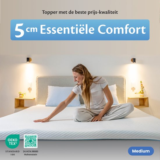 Ella Topper Matras 180x200 cm - 5CM Matras Topdekmatras - Matrastopper Traagschuim - Zachte hardheid