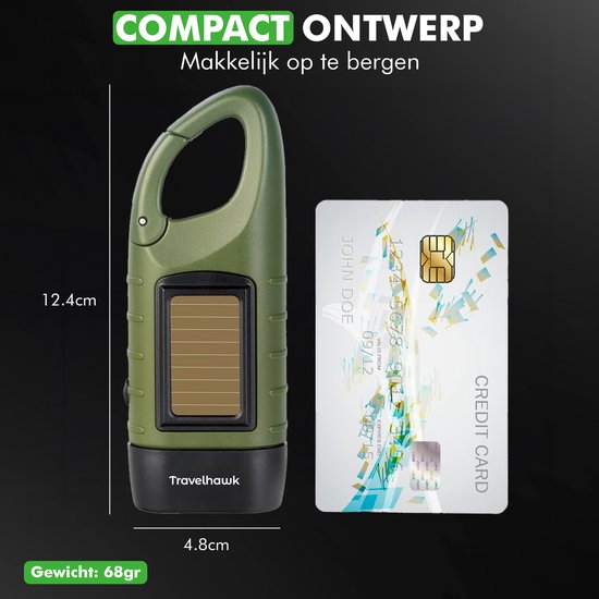 Travelhawk Opwindbare Zaklamp - Led Knijpkat met Dynamo - Handmatig zonder Batterij Oplaadbaar - Noodpakket