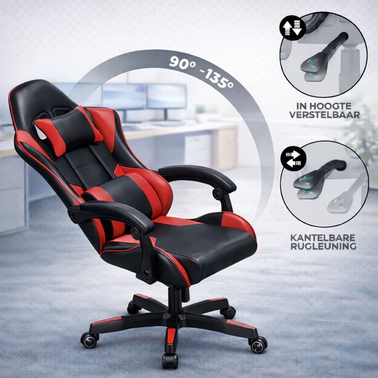 Bayt Gamestoel - Gaming chair - Gamingstoel - Comfort gamer stoel - Zwart en rood