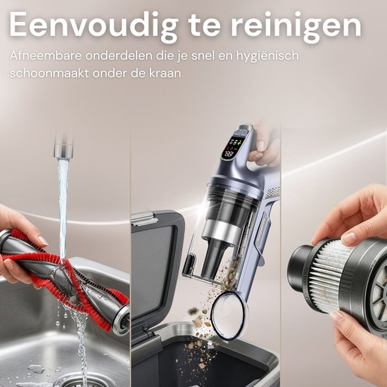 Vesora® 3-in-1 Buigbare Steelstofzuiger Draadloos zonder Zak - FLEX - Draadloze Stofzuiger - Kruimeldief Snoerloos - Vacuum Cleaner - Handstofzuiger - Stofzuiger Steel met Hepa Filter - Stofzuiger Huisdieren - Zakloze Stofzuiger