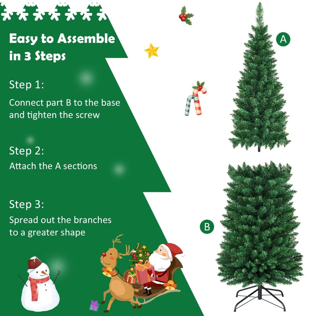 Coast Kunstkerstboom Kerstboom met 1.000 PVC Sparrennaalden - Groen - 180cm