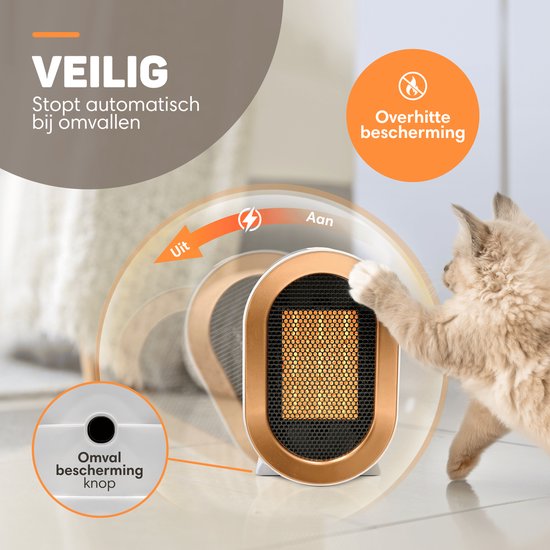Vulpes Goods® Tech - Elektrische Kachel Pro - Ventilatorkachel - Heater - 2 Standen - 1200W - LED Indicatie - Wit