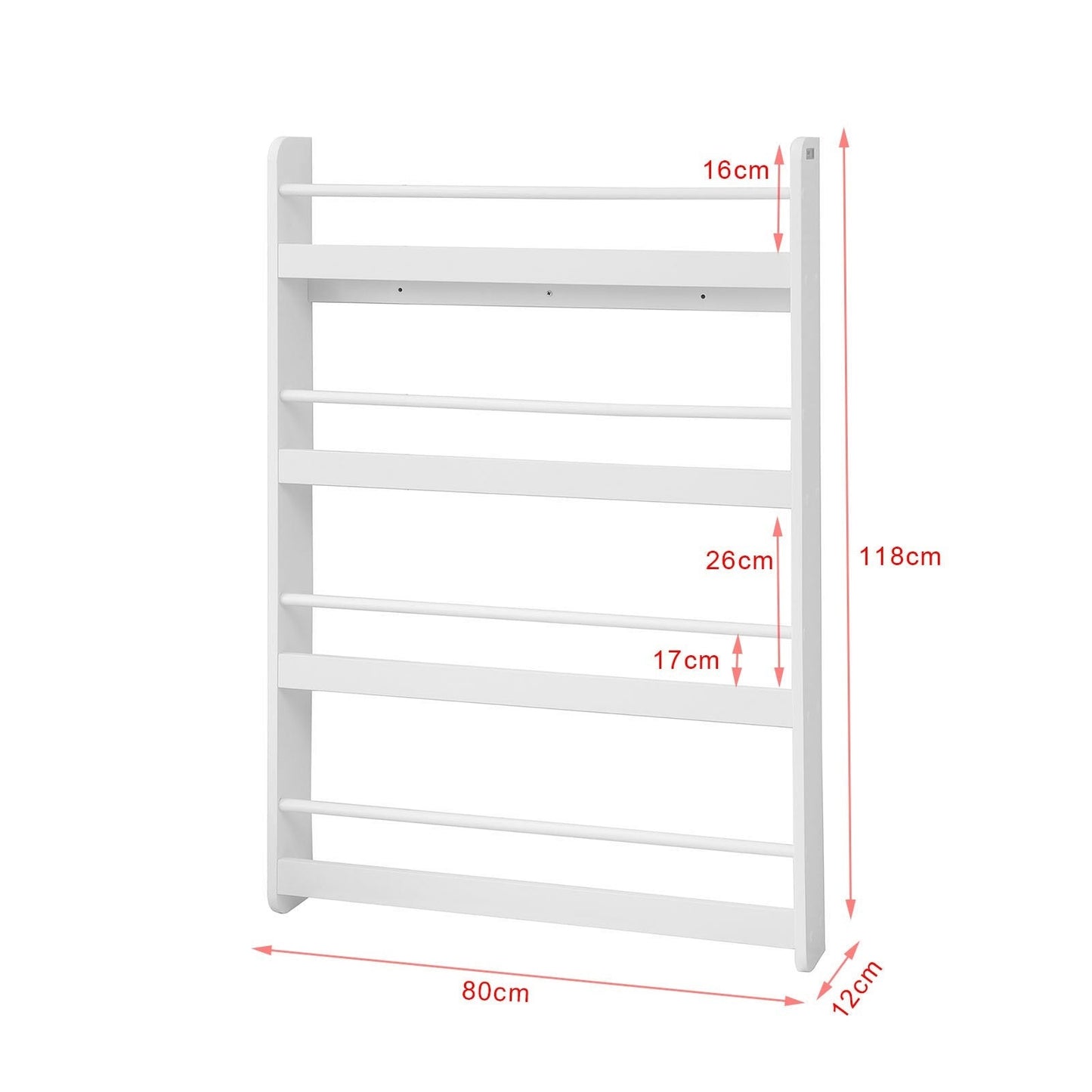 SoBuy Wandkast Voor Kinderen - 129x32x12 cm - Wit