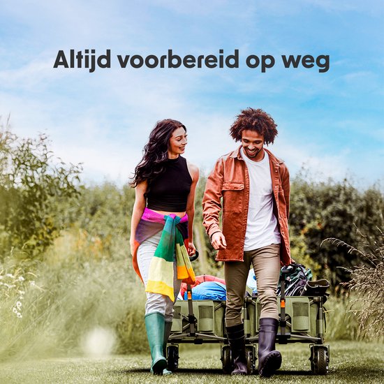 LifeGoods Bolderkar - 135L - Opvouwbaar - 100KG - Inklapbare Bolderwagen Met Afneembare Wielen - Beschermhoes - Groen