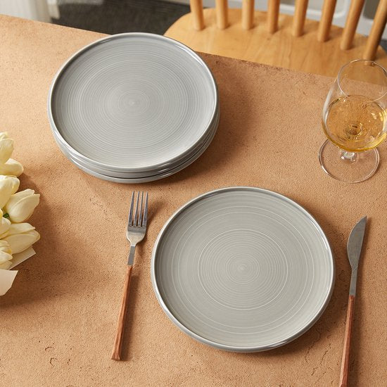 Dinerborden set van 4 (Ø21,8cm / 8,5inch), Bordenset, Ontbijtborden, Dessertborden, serviesset 4 persoons, Geschikt voor restaurants, Horeca, Feest, familiefeesten, banketten en picknicks, Magnetron-vaatwasserbestendig, Keramiek