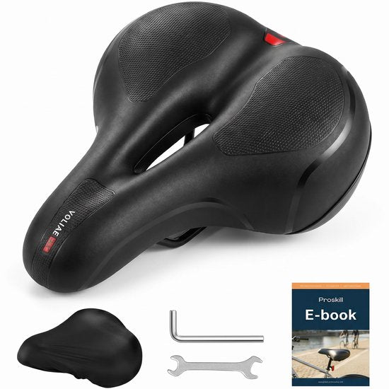 Fietszadel Unisex 100% waterdicht - Incl. zadelhoes - Ergonomisch - Met vering - Zadel fiets - Mountainbike - Dames - Heren - Zadel - Accessoires - Zwart - Proskill