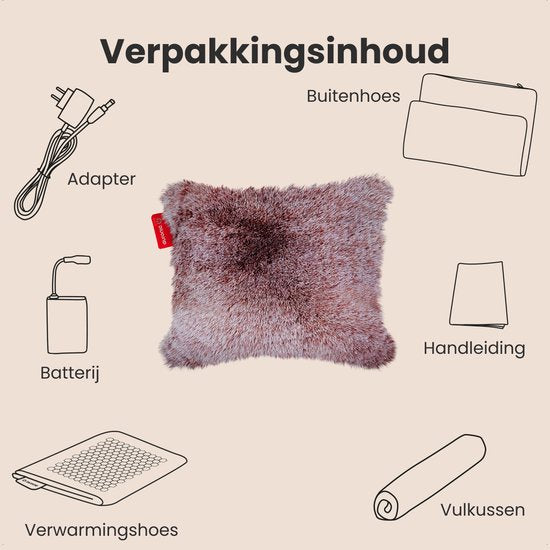 Auronic Warmtekussen - Teddy - 45x60 - Draadloos - Oplaadbaar - Elektrisch kussen - Infrarood - Roze