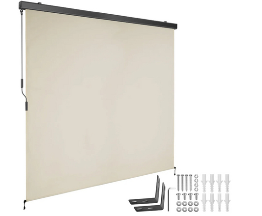 Tectake Zonnescherm Eloise 200 x 250 cm - Beige - UV-Bescherming 50+ - Waterafstotend - Met 2 Wandhouders