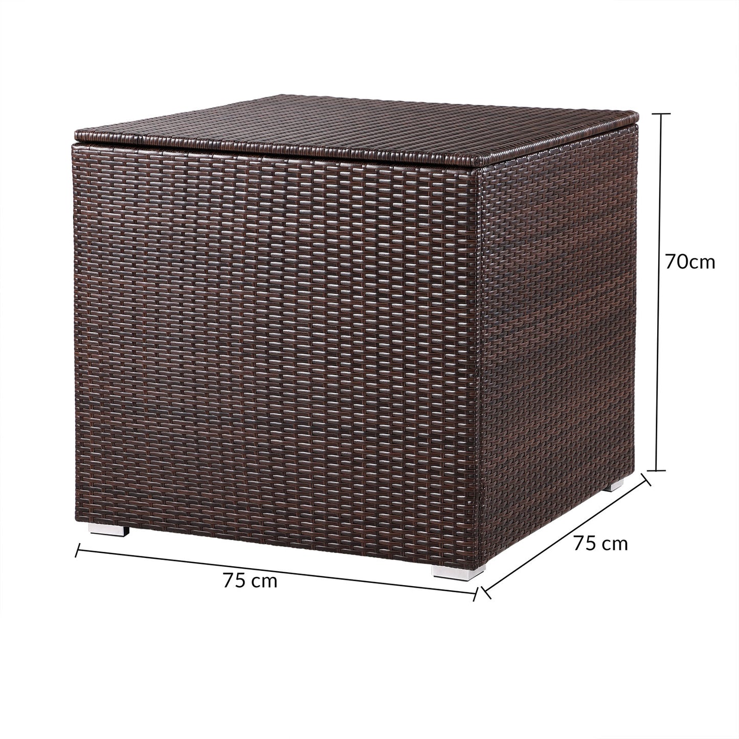 Casaria Poly Rattan Opbergdoos - bruin - 75x75x70 cm - met waterafstotende zak