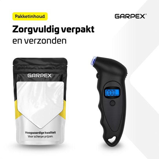 Garpex® Bandenspanningsmeter - Bandendrukmeter - Ingebouwde Zaklamp - Digitaal - Drukmeter