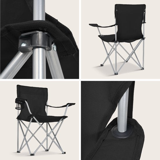 TRVLMORE Campingstoelen - Opvouwbaar - 2-Pack - 120KG Draagvermogen - Incl. Draagtas - Klapstoel - Visstoel - Kampeerstoel - Vouwstoel - Zwart