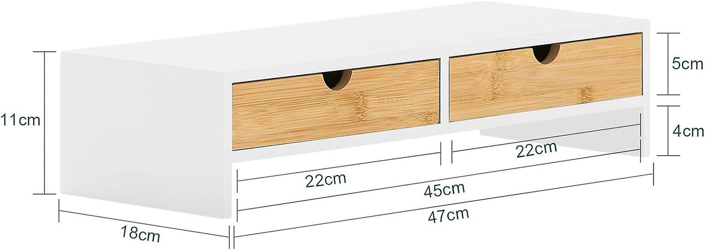 SoBuy - Monitor Stand: Comfortabel en Functioneel - 47 x 18 x 11 cm - Wit