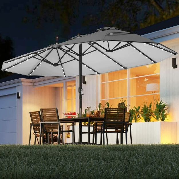 Coast LED-parasol met standaard – 260 x 250 cm – Grijs