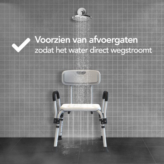 Brixy Douchestoel Met Afneembare Rugleuning En Armleuning - Anti Slip - Verstelbare Hoogte - Max. 150 kg - Douchekruk