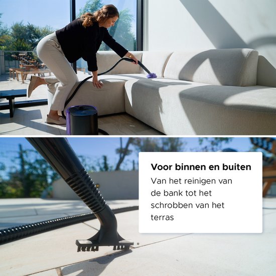 Motionflow Stoomreiniger PRO - Dieptereiniging met Verwarmingsfunctie - 1500W 1.5L Watertank - Handstomer voor Diepe Reiniging Vloer, Bank, Badkamer en Tapijt - Tapijtreiniger & Vlekkenreiniger - Zetelreiniger - Zwart