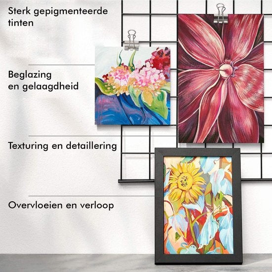 Rubye® Acrylverf - Schilderen - Verf - Penselen - Hobby en Creatief - Schilderen op Nummer - 22ML Tubes - 12 Kleuren