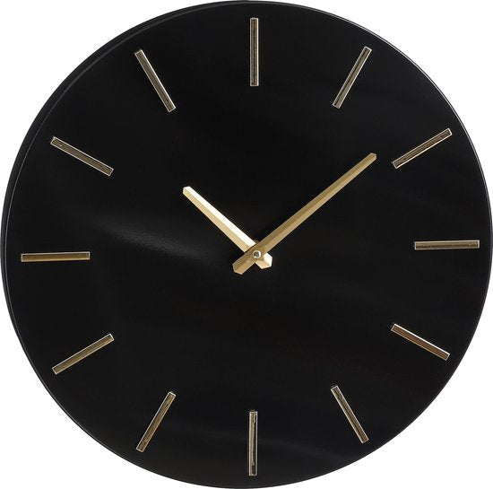 Mica Decorations Brixen Wandklok - Ø36 cm - Aluminium - Zwart