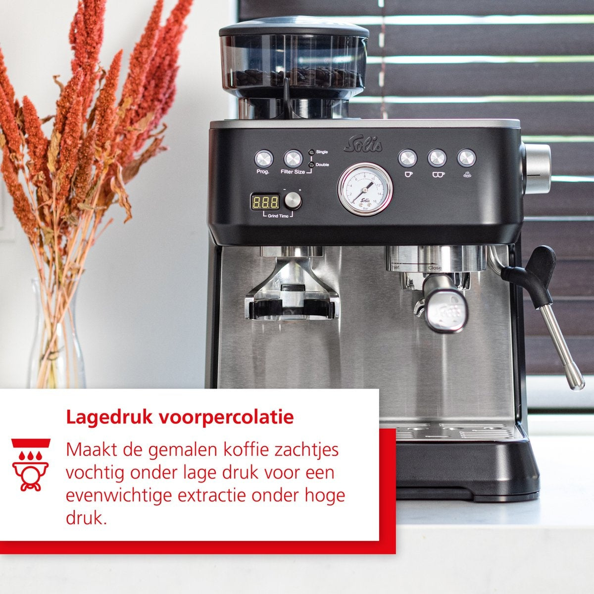 Solis Grind & Infuse Perfetta 1019 Espressomachine - Pistonmachine - Koffiemachine met Bonen - Zwart