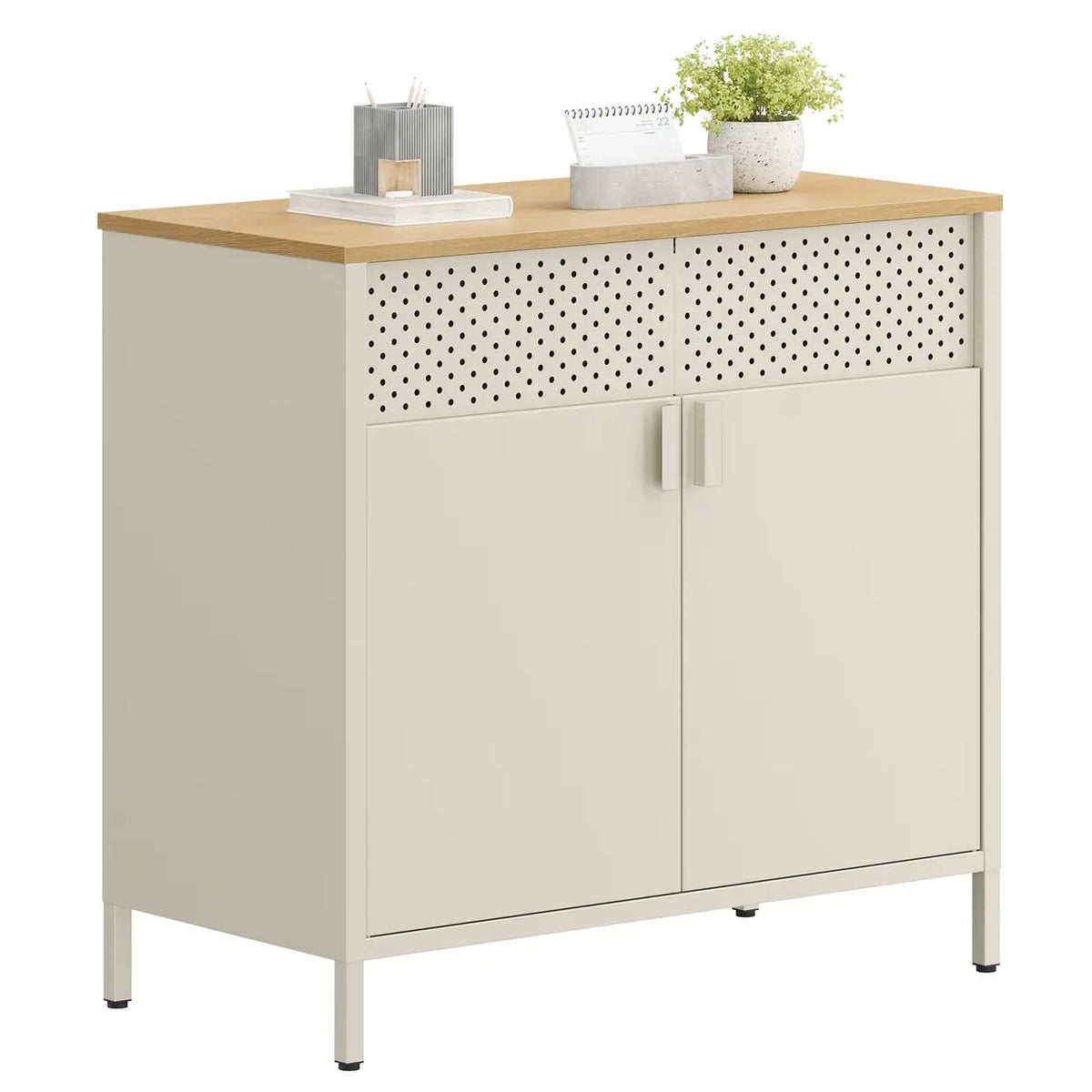 Joyfurnos Ochama Opbergkast met Deur - Verstelbare Plank - 80 x 40 x 76 cm - Beige