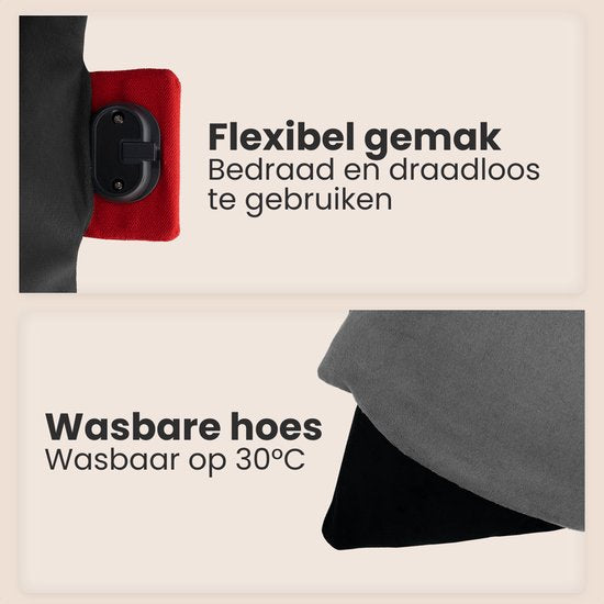 Auronic Warmtekussen - Classic - 45x60 - Draadloos - Oplaadbaar - Elektrisch kussen - Infrarood - Antraciet