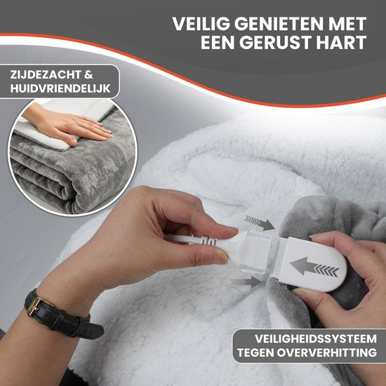 TTD® Verwarmde Deken Elektrisch - 200 x 180 cm - 40–60 °C - Flanel