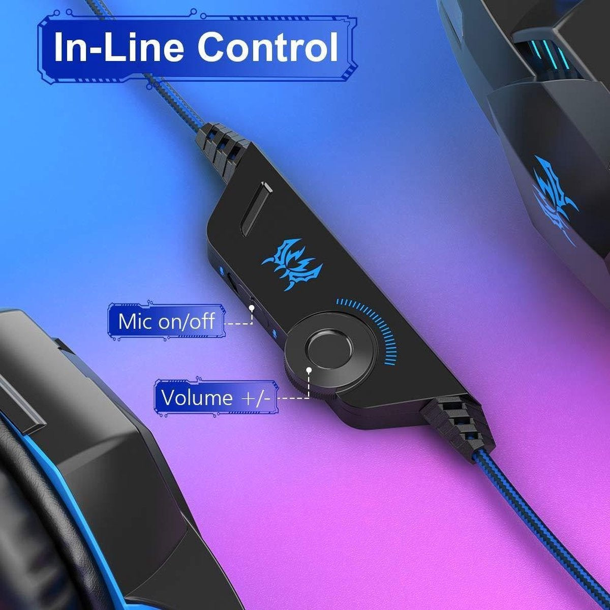 KOTION EACH G2000 gaming-headset - Zwart/Blauw - Geschikt voor PS4, Xbox One, Switch & Windows