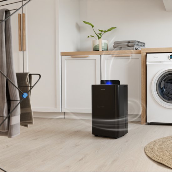 Auronic Luchtontvochtiger en Luchtreiniger - Compact Pro Plus - 20L - Slaapkamer, Badkamer, Woonkamer en Kantoor - Vochtvreter voor in Huis - Zwart
