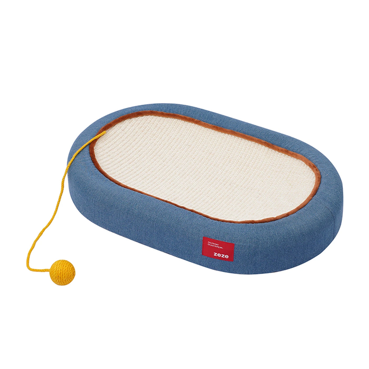 zeze Denim Jute Krabplank voor Katten - Gebogen Krabzone met Speelballen - 58 x 38 x 9 cm