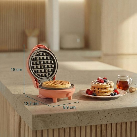 Bestron Wafelijzer - AMW500PE - 550W - Mini wafel - Anti aanbaklaag - Oranje