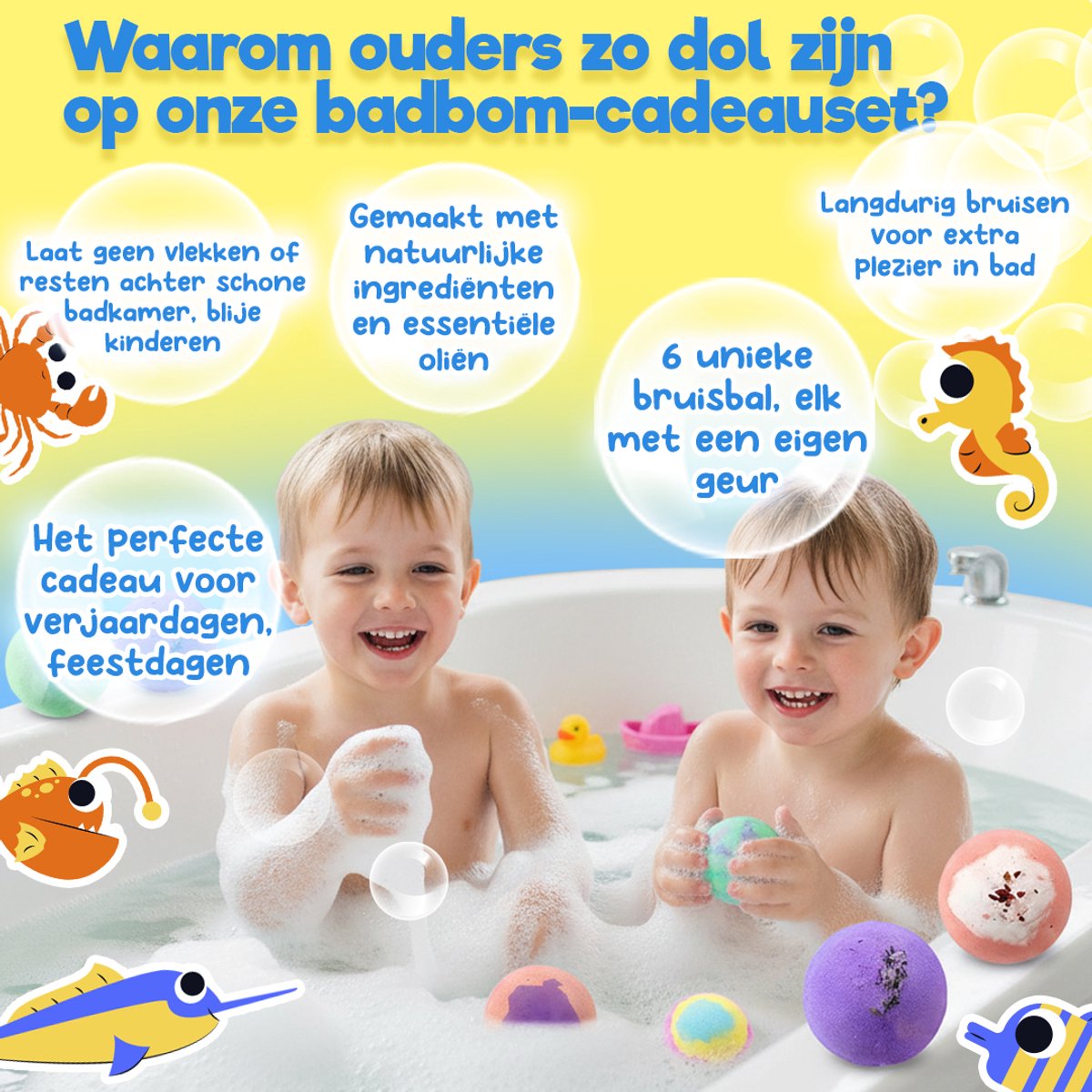 Kidzkraze Bruisballen 6 stuks - Bath Bombs voor Kinderen