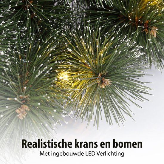 Black Box Trees Glendon Kerstboom en Kerstkrans Set - 2 Kunstkerstbomen en 1 Krans met LED Verlichting - Groen
