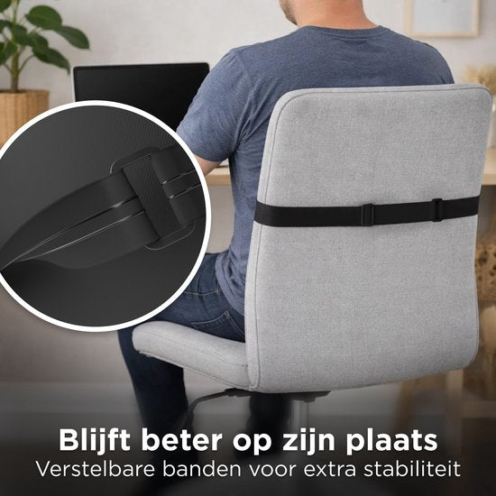 CozySense® Rugsteun - Verstelbaar Rugkussen Onderrug - Lendekussen voor Auto, Bureaustoel, Bed & Bank - Ergonomisch - Met Coolgel - Medium Hardheid - Wasbare Hoes