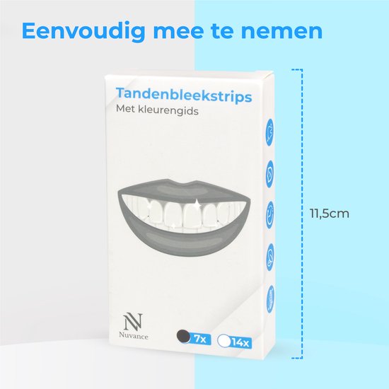 Nuvance - Tandenbleekstrips - Tanden Bleekstrips - Tandenbleekset - Tanden Bleken - met 0% Peroxide - Witte Tanden - 14 Sets/28 Strips